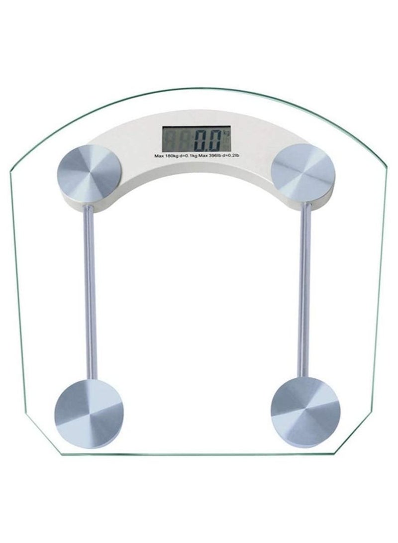 DubaiGallery Glass Electronic Weight Scale 180KG Bathroom Gym Smart Scale LCD Display Body Electronic Balance Scale-White - Image 3