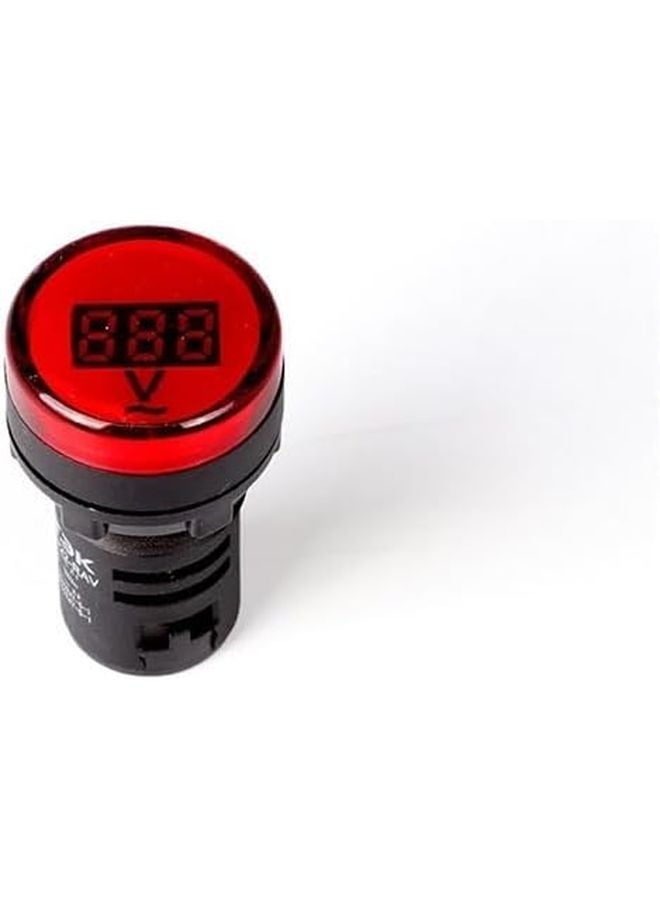 عداد الفولتميتر الرقمي LED الأحمر المستدير AC 12-500V، جهاز اختبار الجهد، شاشة مراقبة 22 مم مربع مستدير - Image 2