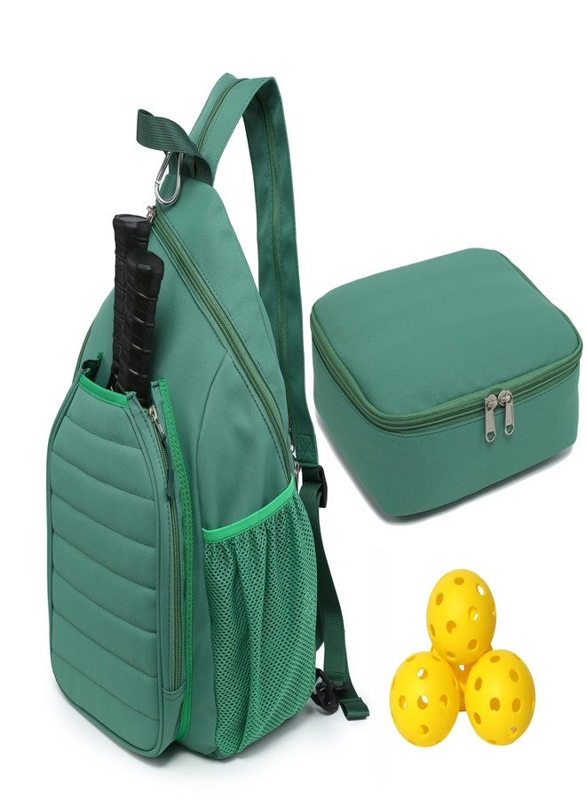 RAINBOW SMILE Sling Bag Crossbody Backpack for Pickleball Paddle Tennis Racketball Travel for Men and Women, with Ice Bag 2PS - Image 1