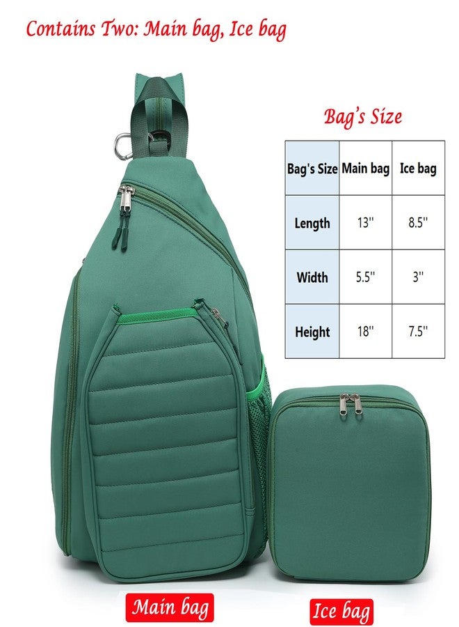 RAINBOW SMILE Sling Bag Crossbody Backpack for Pickleball Paddle Tennis Racketball Travel for Men and Women, with Ice Bag 2PS - Image 2