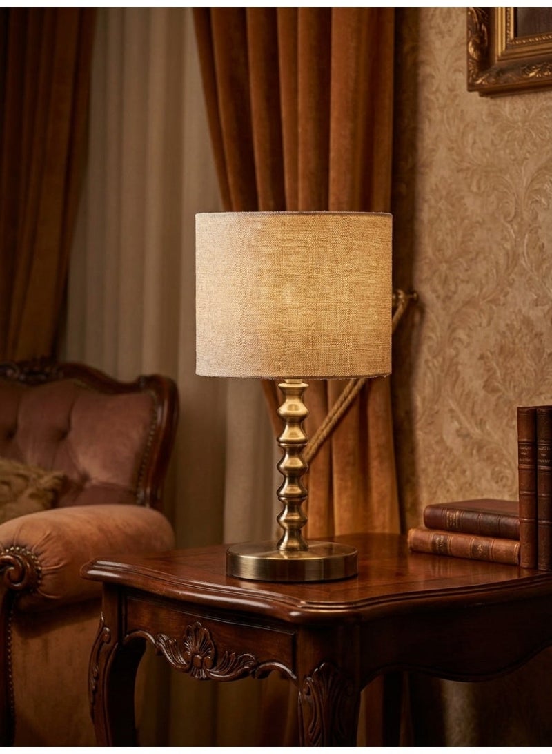 Handmade Modern Table Lamp - Bronze Ridged Base - 32cm Height - Image 1
