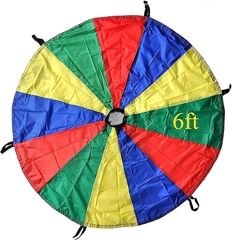 GSi Kids Play Parachute Rainbow Toy Tent Game for Children Gymnastic Cooperative Play and Outdoor Playground Activities (Rainbow 6 Feet) - Image 2