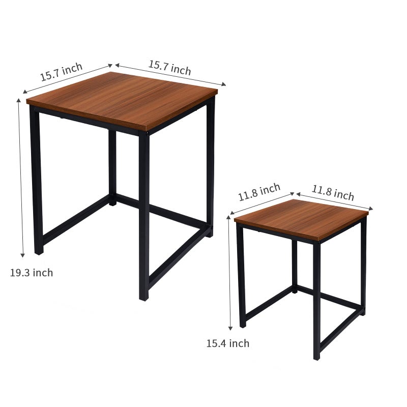 Vipush Nesting Tables Coffee Table Set of 2 - End Tables Living Room Small Side Tables Modern Farmhouse Sturdy Metal Frame Wood Desk - Image 3