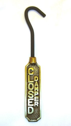 Upper Deck Metal Fireplace Damper Pull with Solid Brass Handle - Image 3