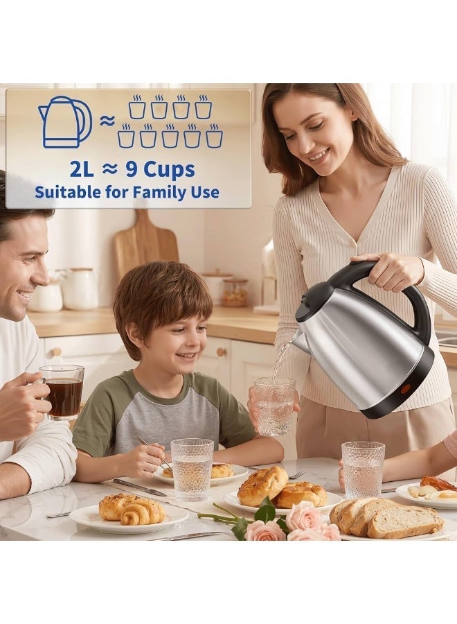 Sunny Stainless Steel Electric Kettle – 2.0L Fast Boil with Auto Shut-Off, 360° Swivel Base, Indicator Light, and Matt Finish – 2000W, 220V | Stylish & Safe Water Boiler for Home or Office Use - Image 5