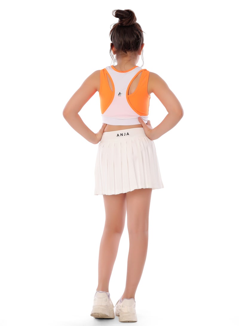 ANJA Girls' Orange and White Sports Crop Top – Comfortable, Stretchy Fabric - Image 4