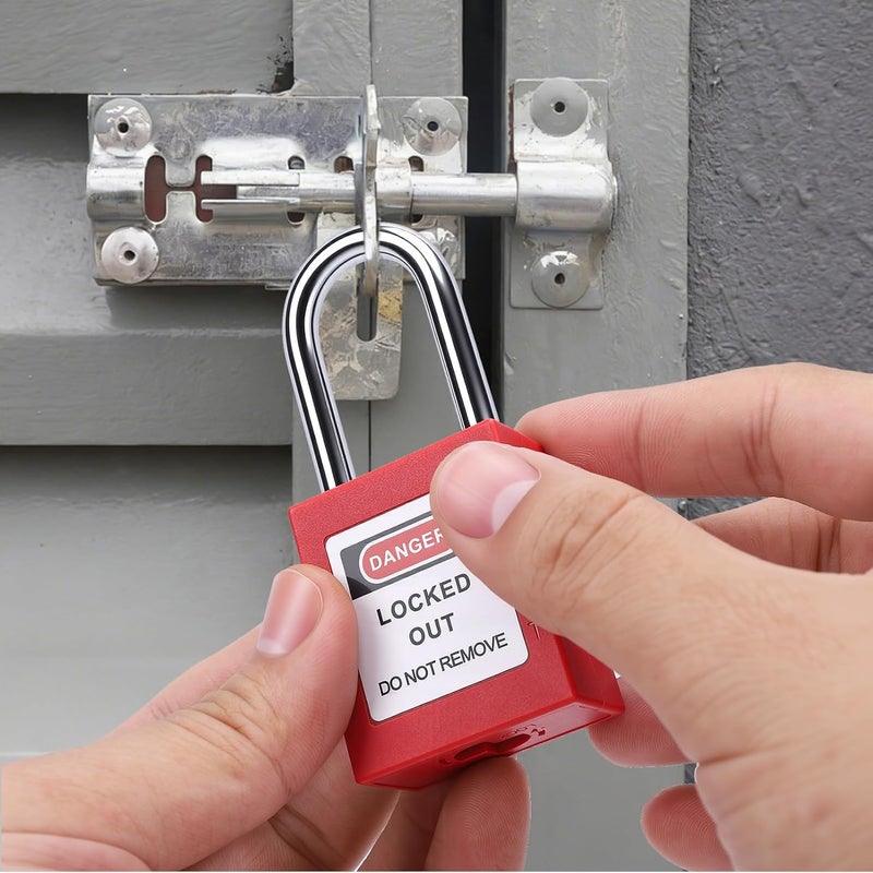 Sonew 5 Sets Lockout Tagout Lock - 38mm Insulation Safety Padlock for Machinery Manufacturing (Red) - Image 5