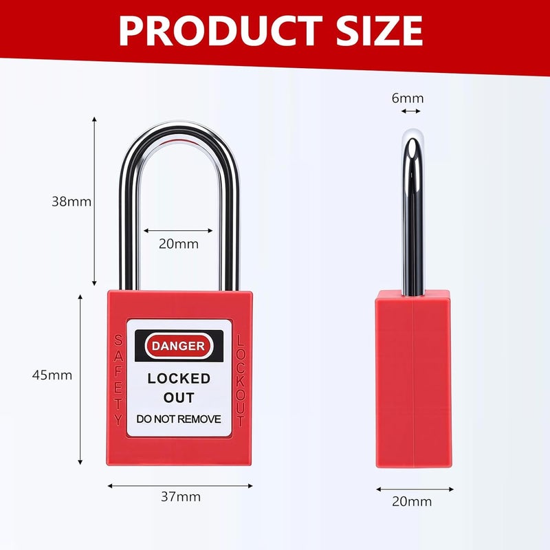 Sonew 5 Sets Lockout Tagout Lock - 38mm Insulation Safety Padlock for Machinery Manufacturing (Red) - Image 2