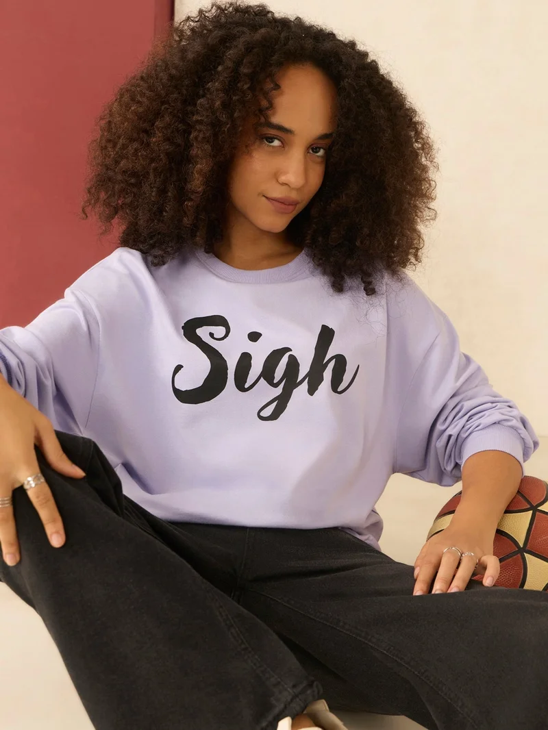 OUTZIDR Lilac Typographic Sweatshirt