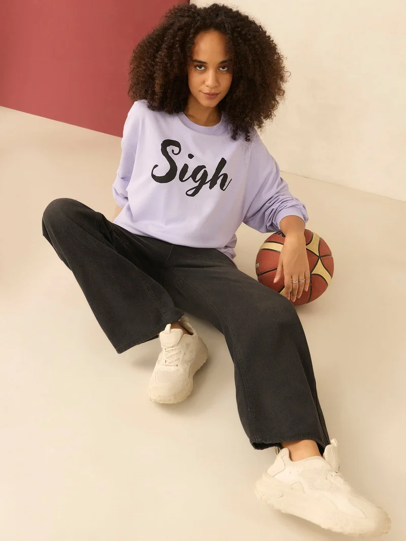 Outzidr  Lilac Typographic Sweatshirt for Women | Best Price UAE