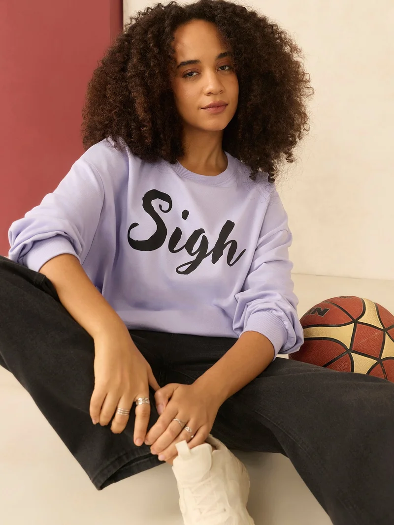 Outzidr  Lilac Typographic Sweatshirt for Women | Best Price UAE