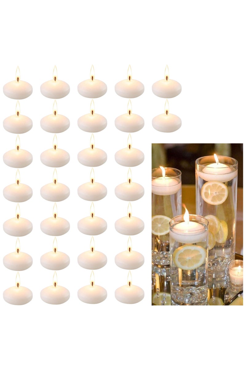 Fine Productions White Floating Candles Pack of 30 Elegant Décor for Events, Spa & Home Ambience - Image 1