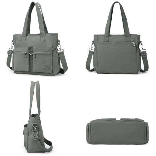 Collsants Tote Bag for Women Nylon Purse and Handbags Tote Purse Crossbody Bag Messenger Bag (grey) - Image 2
