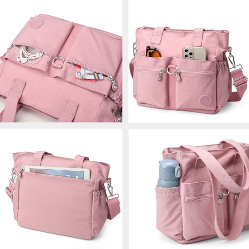 Collsants Tote Bag for Women Nylon Purse and Handbags Tote Purse Crossbody Bag Messenger Bag (grey) - Image 5