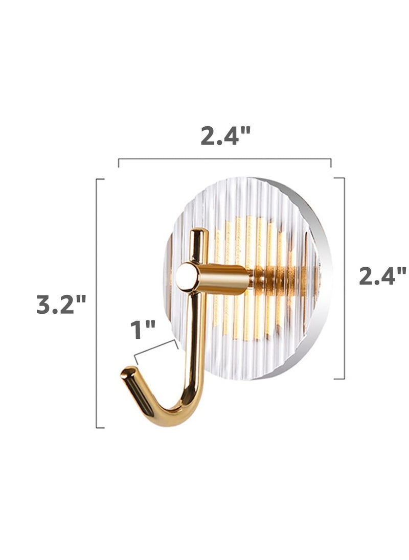 Adhesive Towel Hooks, 4pack Towel Coat Hooks Wall Hooks, Heavy Duty Waterproof Rustproof Sticky Hooks, Shower Hooks for Towels Decorative for Bathroom, Kitchen, Gold