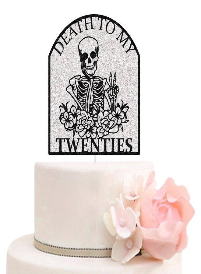 ZLPDS Death to My Twenties Cake Topper Rip Twenties/Cheers to 30 Years/Happy 30th Birthday Cake Decorations for Death to My Youth 30th Birthday Party Decor Black Silver Glitter - Image 1