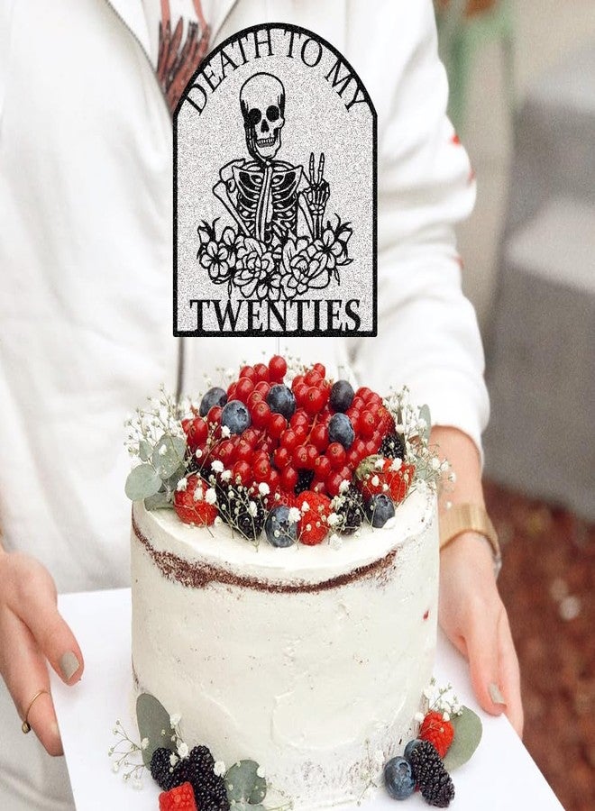 ZLPDS Death to My Twenties Cake Topper Rip Twenties/Cheers to 30 Years/Happy 30th Birthday Cake Decorations for Death to My Youth 30th Birthday Party Decor Black Silver Glitter - Image 5