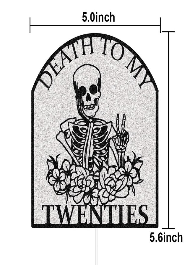 ZLPDS Death to My Twenties Cake Topper Rip Twenties/Cheers to 30 Years/Happy 30th Birthday Cake Decorations for Death to My Youth 30th Birthday Party Decor Black Silver Glitter - Image 2