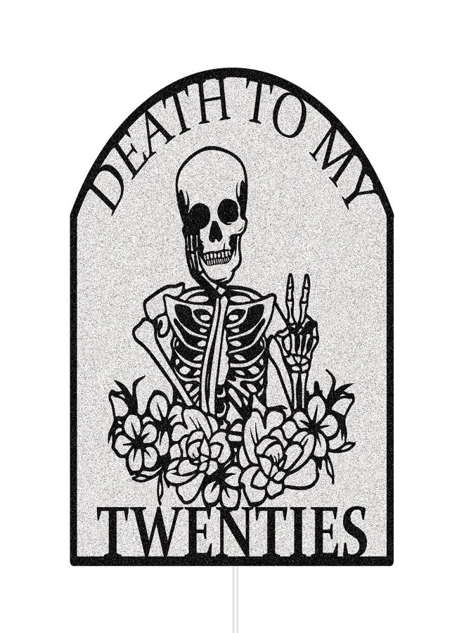 ZLPDS Death to My Twenties Cake Topper Rip Twenties/Cheers to 30 Years/Happy 30th Birthday Cake Decorations for Death to My Youth 30th Birthday Party Decor Black Silver Glitter - Image 3