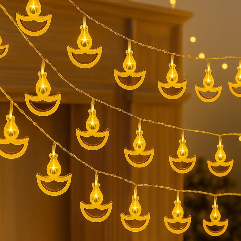 One94Store 14 ضوء ديا معدني LED – 3 متر أضواء خرافية دافئة بيضاء قابلة للتوصيل لعيد ديوالي، معبد، غرفة بوجا، منزل، داخلي خارجي وزينة المهرجانات - Image 1
