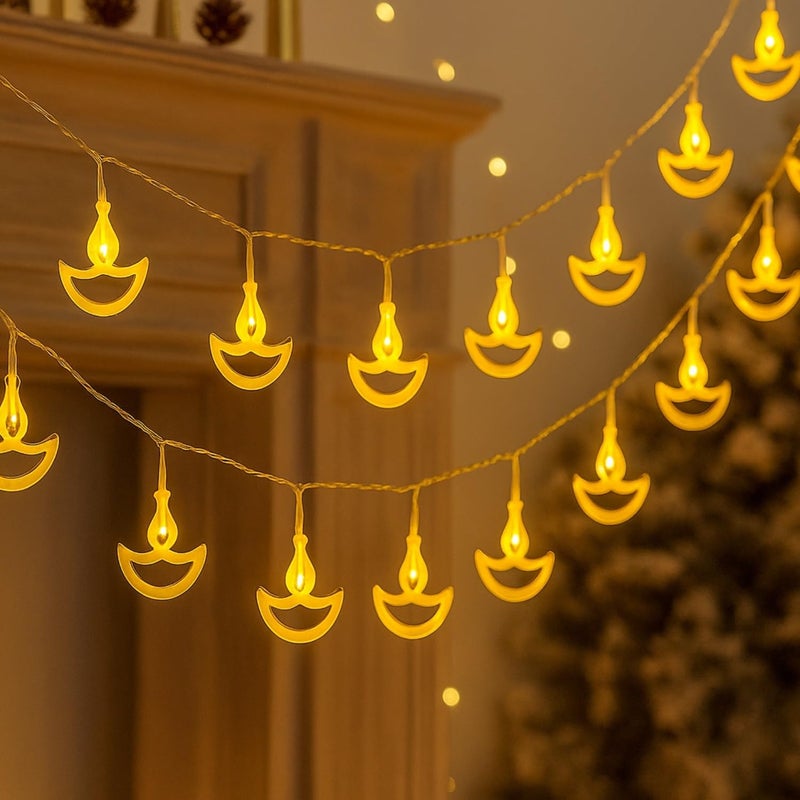 One94Store 14 ضوء ديا معدني LED – 3 متر أضواء خرافية دافئة بيضاء قابلة للتوصيل لعيد ديوالي، معبد، غرفة بوجا، منزل، داخلي خارجي وزينة المهرجانات - Image 2