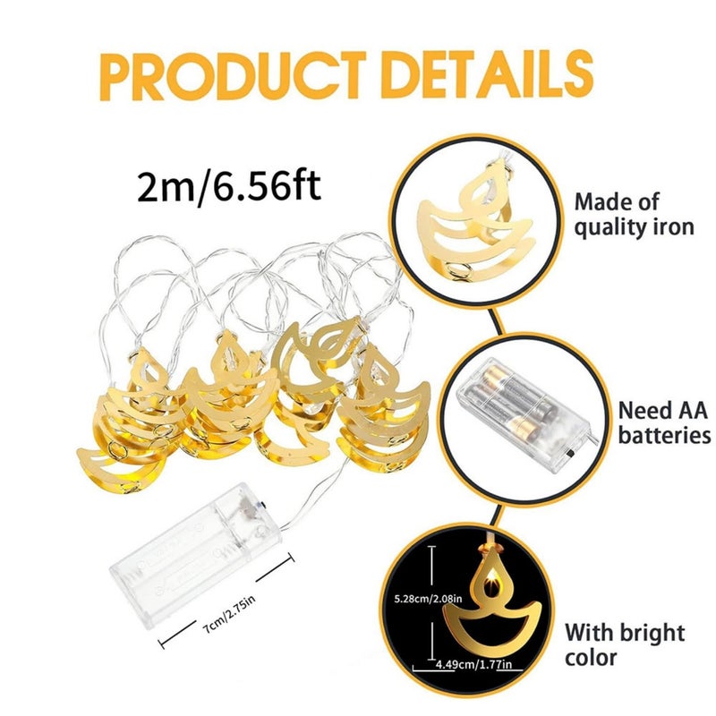 One94Store 14 ضوء ديا معدني LED – 3 متر أضواء خرافية دافئة بيضاء قابلة للتوصيل لعيد ديوالي، معبد، غرفة بوجا، منزل، داخلي خارجي وزينة المهرجانات - Image 3