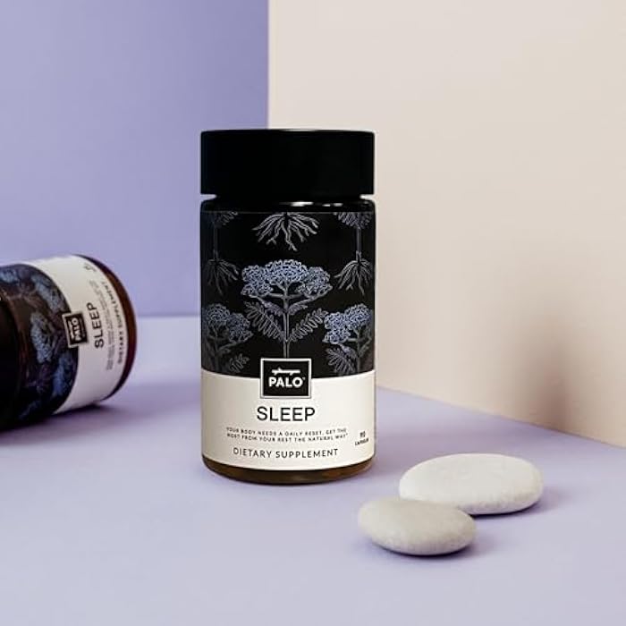 PALO Sleep & Stress Support – Melatonin-Free Vegan Supplement with Organic Valerian Root, L-Theanine, Magnesium, Chamomile, Lemon Balm & Passionflower – 90 Capsules - Image 2