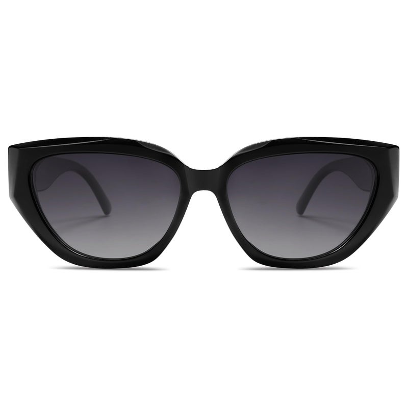 SOJOS Trendy Cute Cat Eye Polarized Sunglasses for Women Fashion Cateye Womens Sunnies SJ2237, Black Frame Grey Grading Lens - Image 3