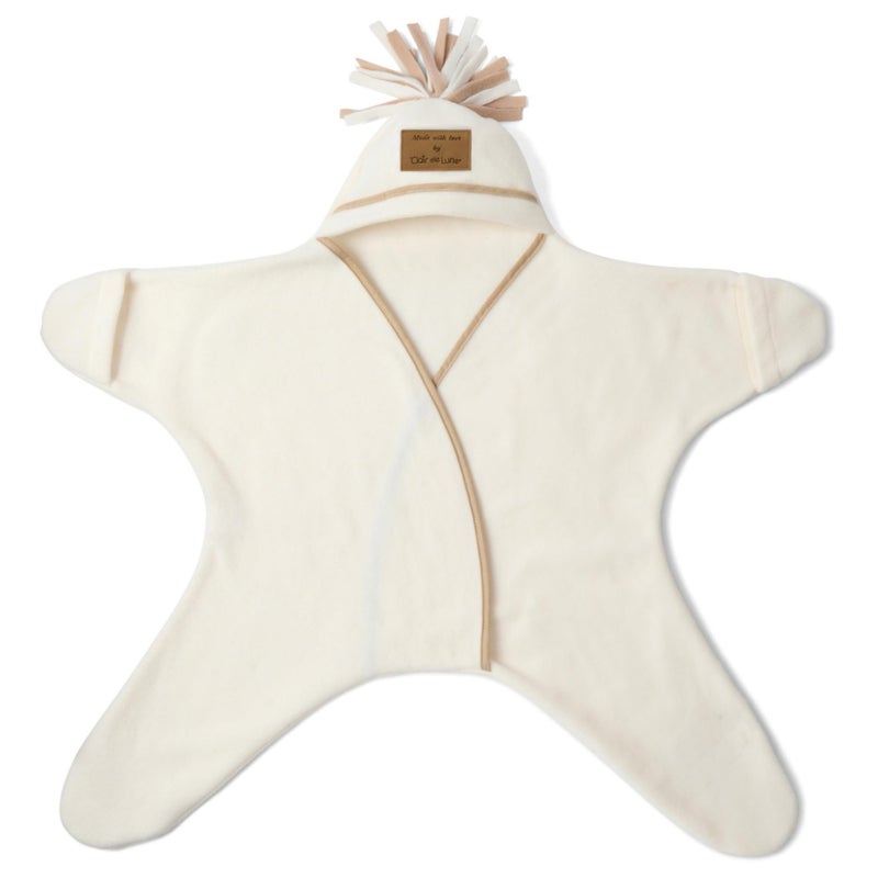 Clair de Lune Star Fleece Baby Wrap Blanket (0-6 Months) - Cream - Image 1