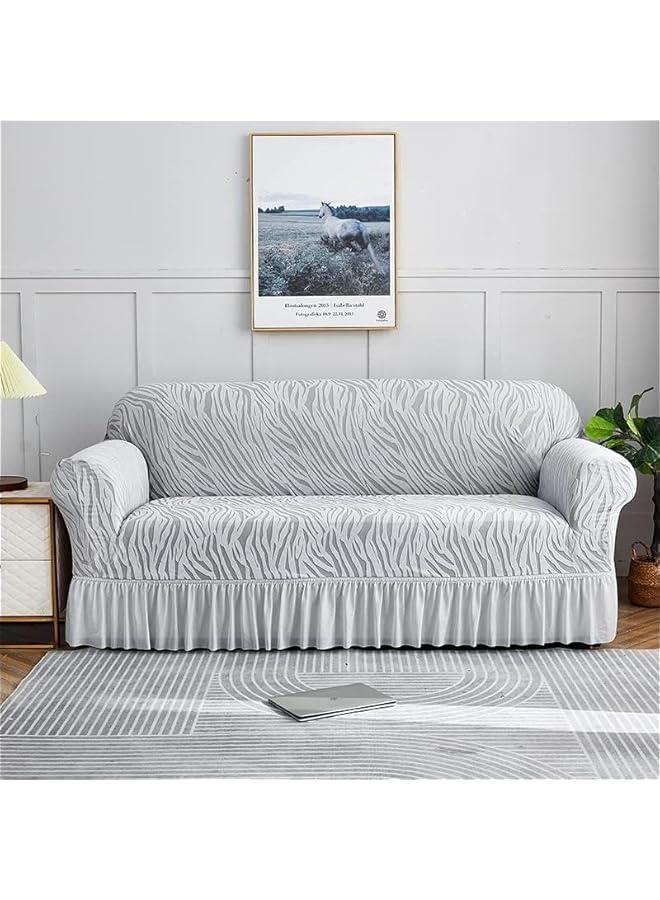 HOOKOR Durku Thick Sofa Cover with Skirt, Stretchable Full Cover Dustproof Sofa Towel Couch Slipcover，Pure Color Combination Sofa Cover, for Furniture Protection (Light Grey, 3 seater) - Image 1