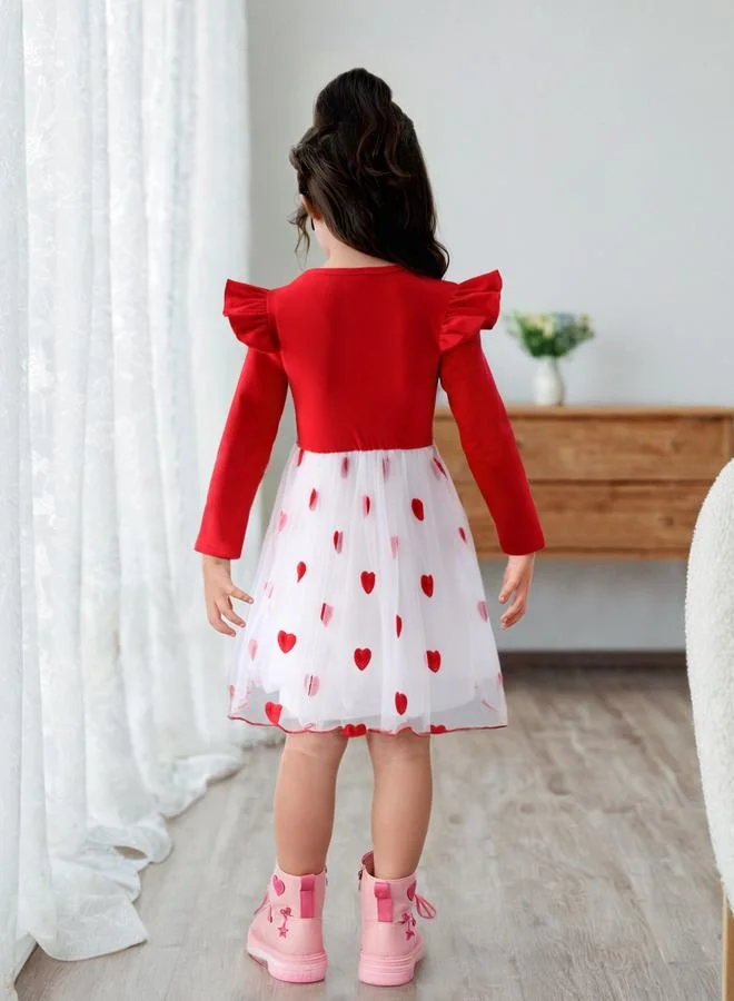 تايك تو Take Two Girls Bow Decor Heart Mesh Dress