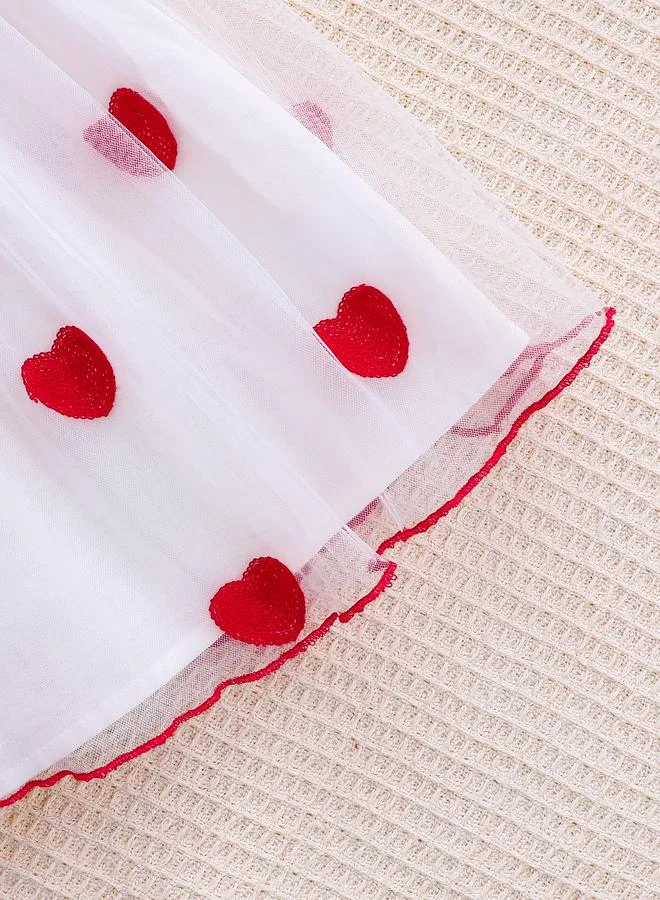 Take Two Take Two Girls Bow Decor Heart Mesh Dress