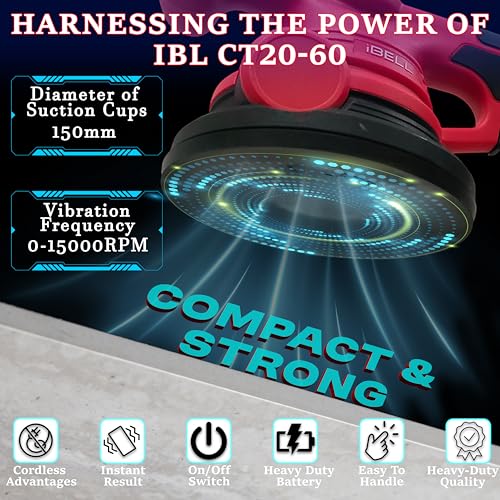 iBELL أداة اهتزاز بلاط IBELL CT 20-60 20V، 15000 دورة في الدقيقة، بلا سلك مع بطارية 2AH وشاحن + صندوق BMC، أحمر، أسود - Image 2