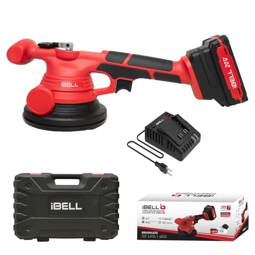 iBELL أداة اهتزاز بلاط IBELL CT 20-60 20V، 15000 دورة في الدقيقة، بلا سلك مع بطارية 2AH وشاحن + صندوق BMC، أحمر، أسود - Image 1