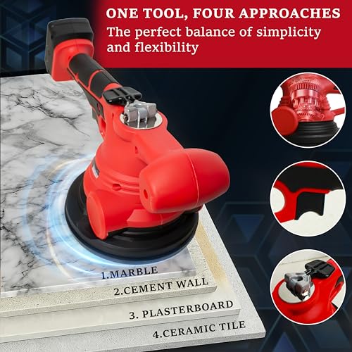 iBELL أداة اهتزاز بلاط IBELL CT 20-60 20V، 15000 دورة في الدقيقة، بلا سلك مع بطارية 2AH وشاحن + صندوق BMC، أحمر، أسود - Image 4