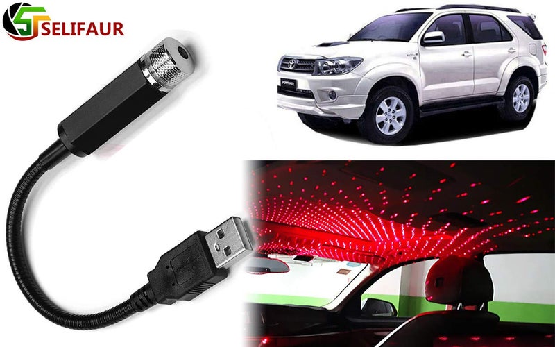 Selifaur - Car Interior Atmosphere LED Decorative Light Portable USB Ambient Roof Ceiling Star Laser Light for - Toyota Fortuner Old - Image 1