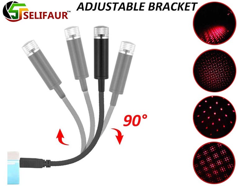 Selifaur - Car Interior Atmosphere LED Decorative Light Portable USB Ambient Roof Ceiling Star Laser Light for - Toyota Fortuner Old - Image 5