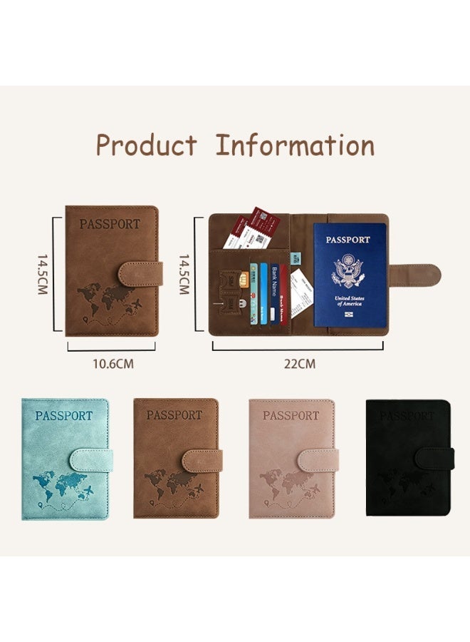 بمعنى سحر بمعنى حديقة حامل جواز سفر من جلد البولي يوريثان للسفر - منظم مستندات مانع لتقنية تحديد الهوية بموجات الراديو مع إغلاق مغناطيسي - لبطاقات الائتمان والهوية وبطاقات الصعود (بني) - Image 4