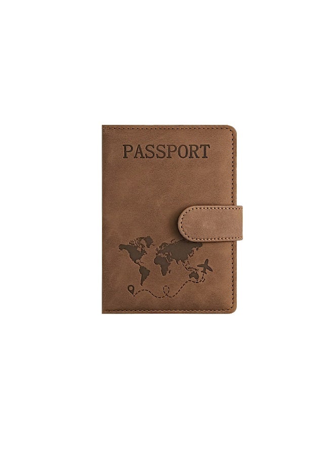 بمعنى سحر بمعنى حديقة حامل جواز سفر من جلد البولي يوريثان للسفر - منظم مستندات مانع لتقنية تحديد الهوية بموجات الراديو مع إغلاق مغناطيسي - لبطاقات الائتمان والهوية وبطاقات الصعود (بني) - Image 1