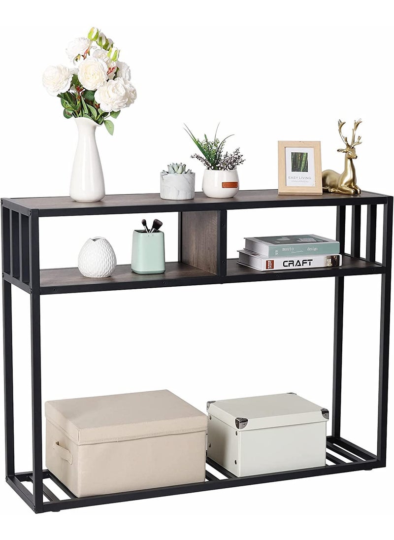 INDIAN DECOR INDIAN DECOR 44585 Console Table 3Tier Wood Hallway Tables 101x28x76CM Modern Tall Narrow Tables Side Sofa Storage Entryway Farmhouse Rustic Furniture Decor for Living Room 