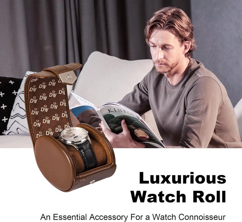 DUKWIN Vegan Leather Watch Roll Traval Case Box with 1 Slots with Removable Pillows and Microfibre Fleece Interior, Portable Watch Display Organizer for Watches/Bracelets for Men & Women - Image 4