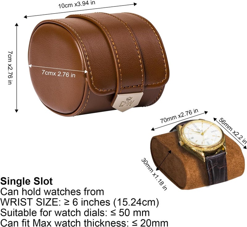 DUKWIN Vegan Leather Watch Roll Traval Case Box with 1 Slots with Removable Pillows and Microfibre Fleece Interior, Portable Watch Display Organizer for Watches/Bracelets for Men & Women - Image 5