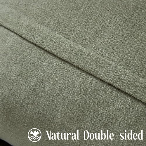 ROMANDECO Boho Decorative Throw Pillow Covers with Fringe for Couch Living Room Bed Set of 2 18x18 Inches Olive Green - Image 3