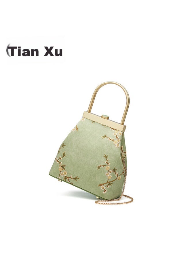 Pmsix Mother's Day Gift For Mom Or Wife, Intangible Cultural Heritage Silk Women's Handbag, New Chinese-style National Style Qipao, Handheld Or Shoulder Bag, Gold-trimmed - Image 3