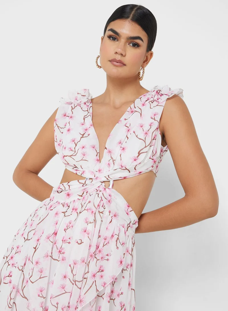 ELLA Floral Cutout Maxi Dress