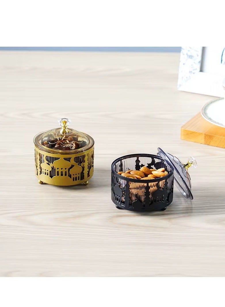 Ramadan Black Metal Snack Dessert Tray Moon Star Mosque Pattern Ramadan Eid Party Home Tableware Decoration - Image 2