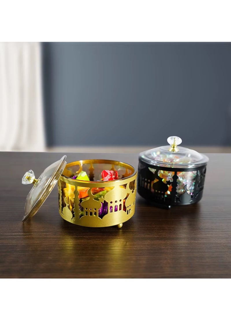 Ramadan Black Metal Snack Dessert Tray Moon Star Mosque Pattern Ramadan Eid Party Home Tableware Decoration - Image 3