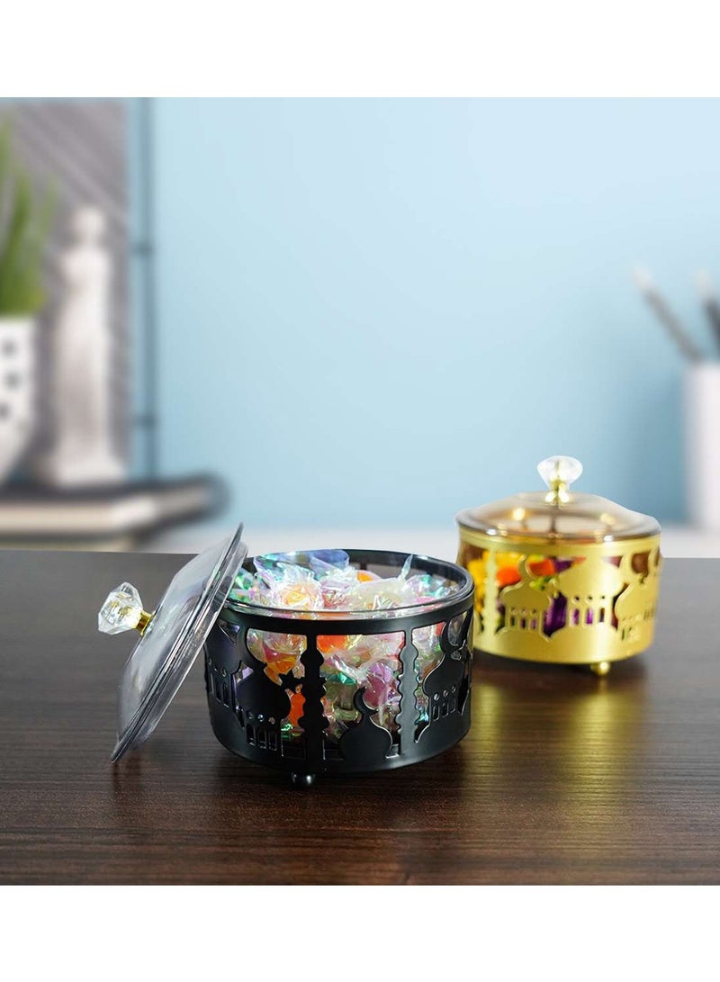 Ramadan Black Metal Snack Dessert Tray Moon Star Mosque Pattern Ramadan Eid Party Home Tableware Decoration - Image 4