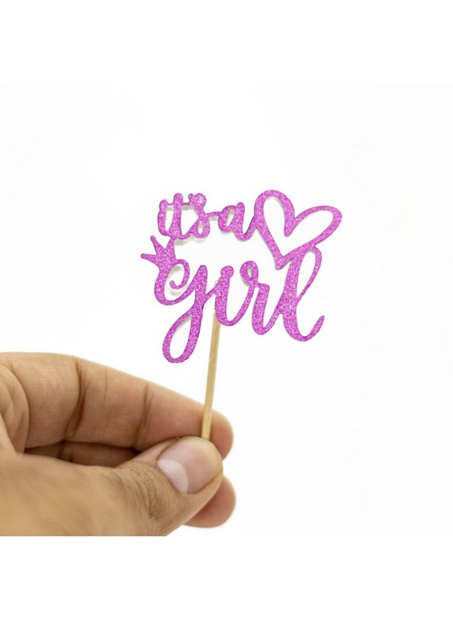 Confetti - Confetti! 24 PCS Baby Shower Girl Cupcake Toppers with Moon Glitter Star Sweet Baby Girl Cupcake Picks Baby Shower Kids Girl Birthday Party Cake Decorations Supplies Pink/Light Purple - Image 1