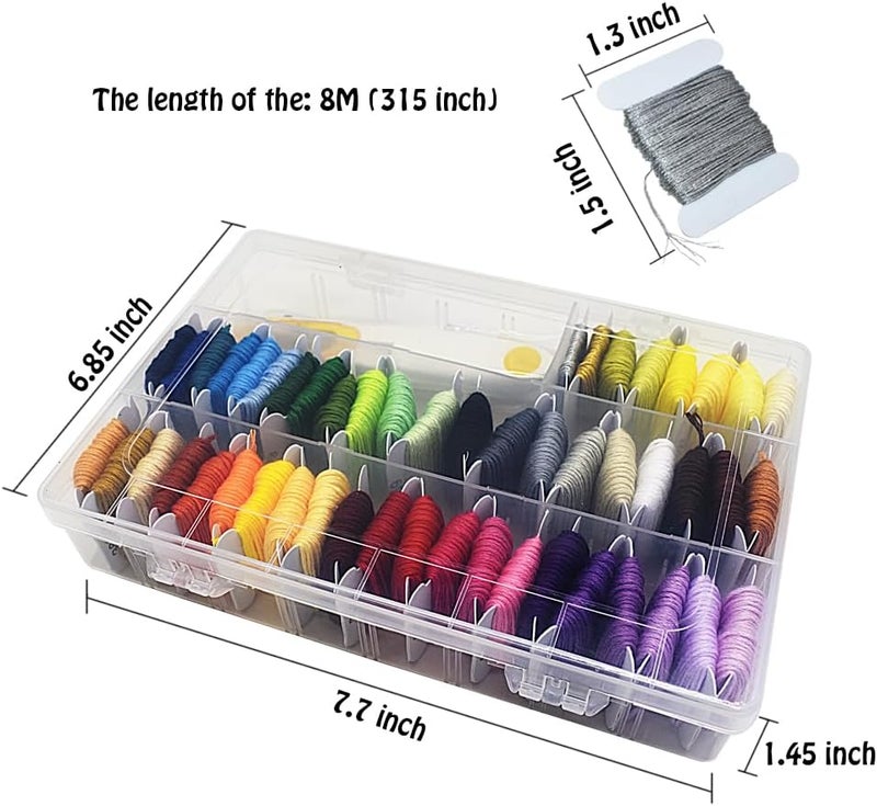 Renashed Embroidery Floss Thread Kit 100％ Cotton Floss Bobbins and Cross Stitch Kit Bracelets Floss Crafts Floss (50 Color) - Image 3